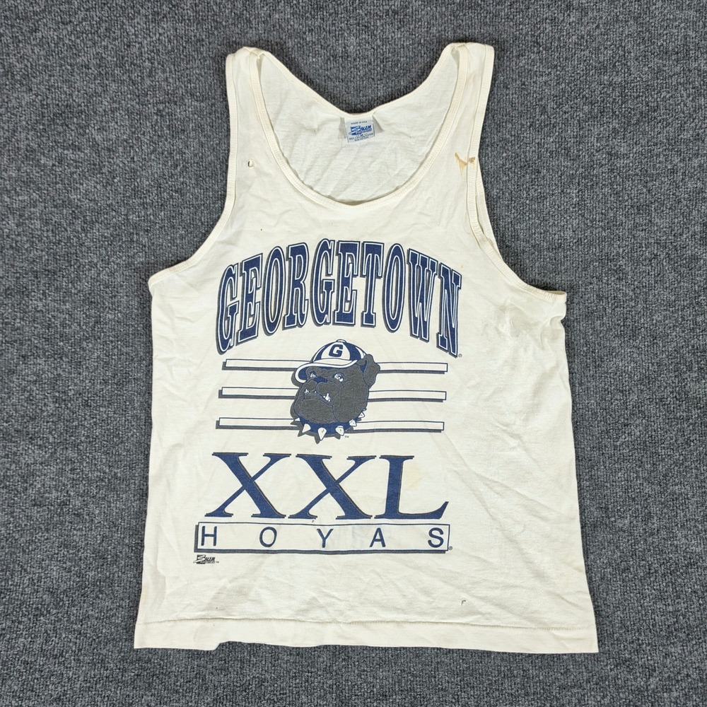 Vintage 90s Salem Sportswear Georgetown Hoyas 2XL Tank Top Men Med USA Made FLAW